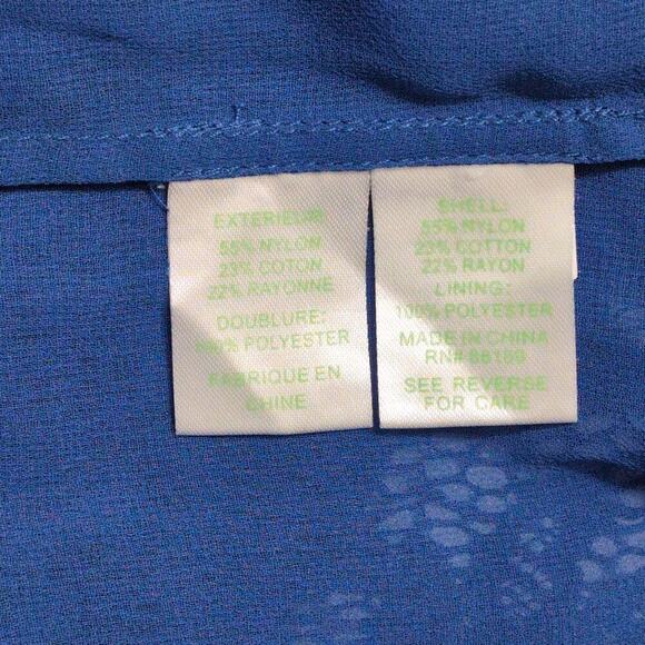 Lilly Pulitzer Tobyn Top Cobalt Blue Lace OTS Blouse Tiered Sleeves Size S - Picture 8 of 10